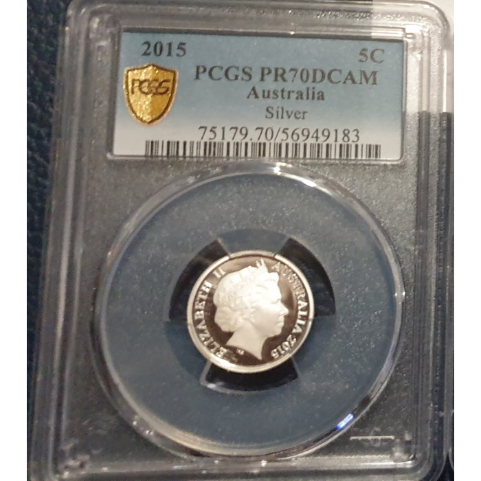 2015 5c  SILVER PCGS PR70  -  7\0