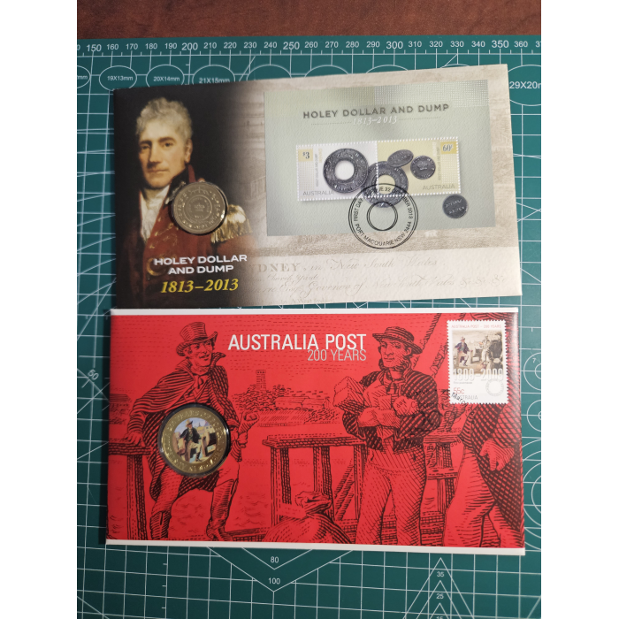 Lot of 9 early aus history pnc's, holey dollar,black caviar, aus post, Burke n w