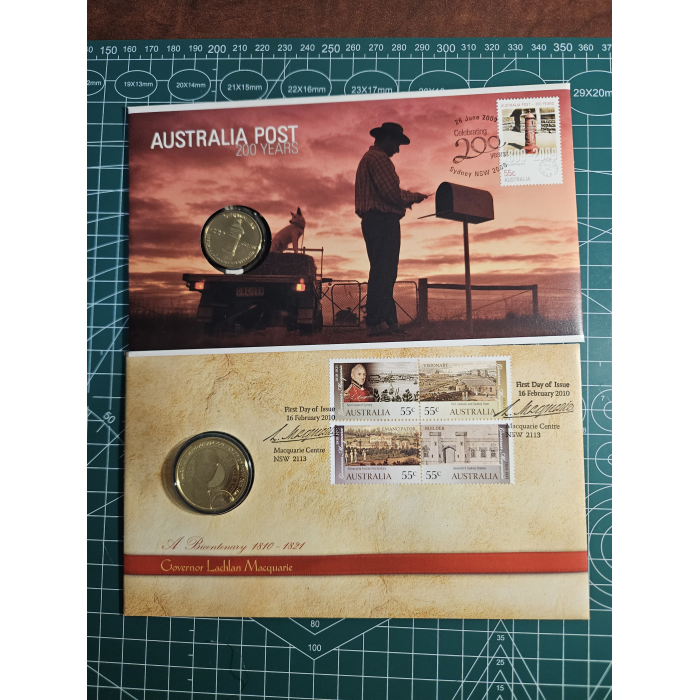 Lot of 9 early aus history pnc's, holey dollar,black caviar, aus post, Burke n w