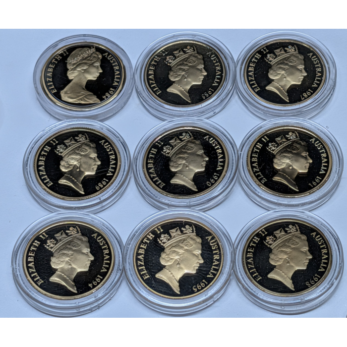 1984 to 1998 (Nine) $1 Mob of Roos Proof Coin Bundle