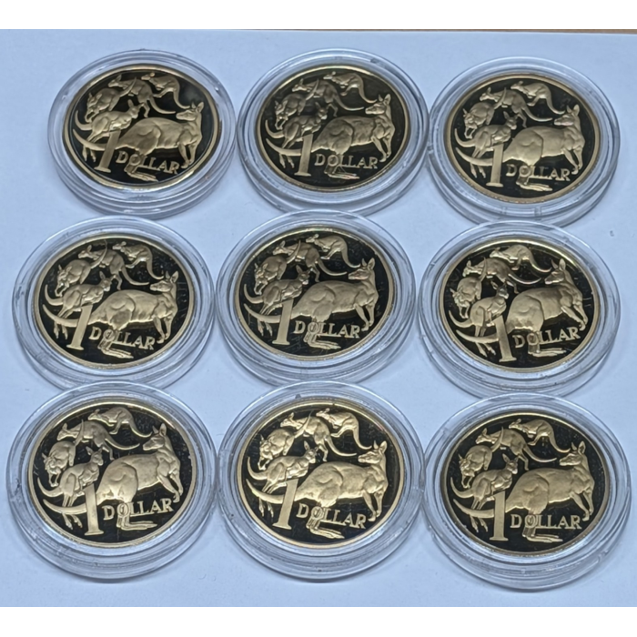 1984 to 1998 (Nine) $1 Mob of Roos Proof Coin Bundle