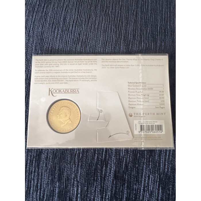 2025 1oz SILVER GOLD- PLATED KOOKABURRA COIN