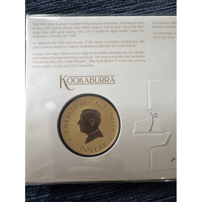 2025 1oz SILVER GOLD- PLATED KOOKABURRA COIN