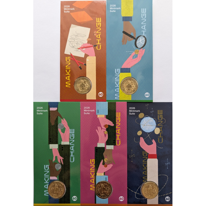 BUNDLE OF 5 x 2026 $1 UNC Counterstamp Coins - 60 Years Decimal Currency