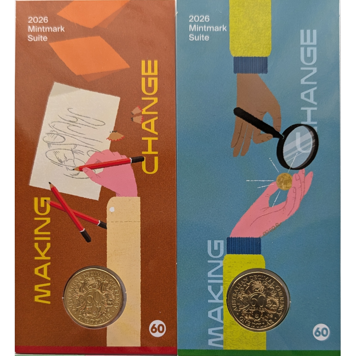 BUNDLE OF 5 x 2026 $1 UNC Counterstamp Coins - 60 Years Decimal Currency