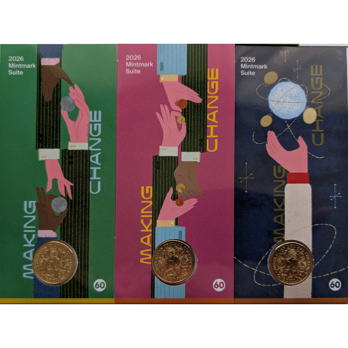 BUNDLE OF 5 x 2026 $1 UNC Counterstamp Coins - 60 Years Decimal Currency