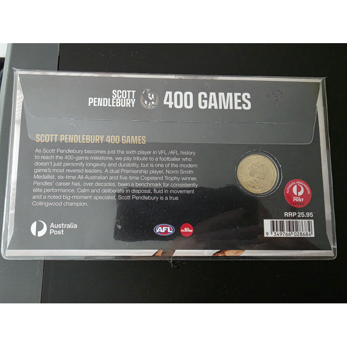 2024 SCOTT PENDLEBURY Collingwood Football Club 400 Games $1 PNC  (#0599/ 2024)