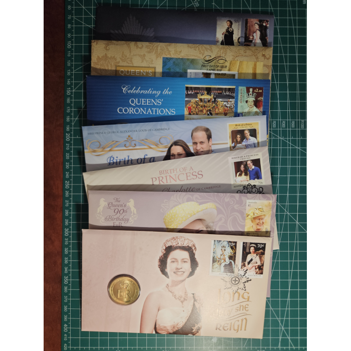 Lot of 7 royal pncs, Queen Elizabeth II, coronation, price, princess 