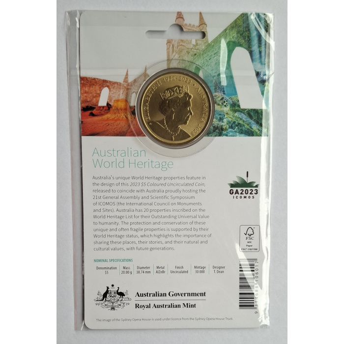 2023 $5 Australian World Heritage Carded coin