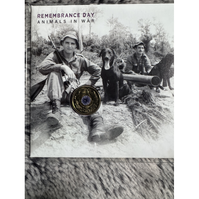 2024 PNC Purple Poppy Australian Animals in War $2 coin and  2 x $1.20 stamps 