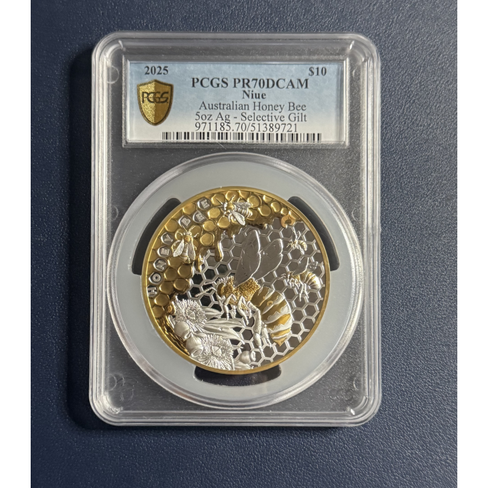 2025 $10 5oz Honey Bee Coin - PR70DCAM  Perfect Grade -  Only 14 Worldwide