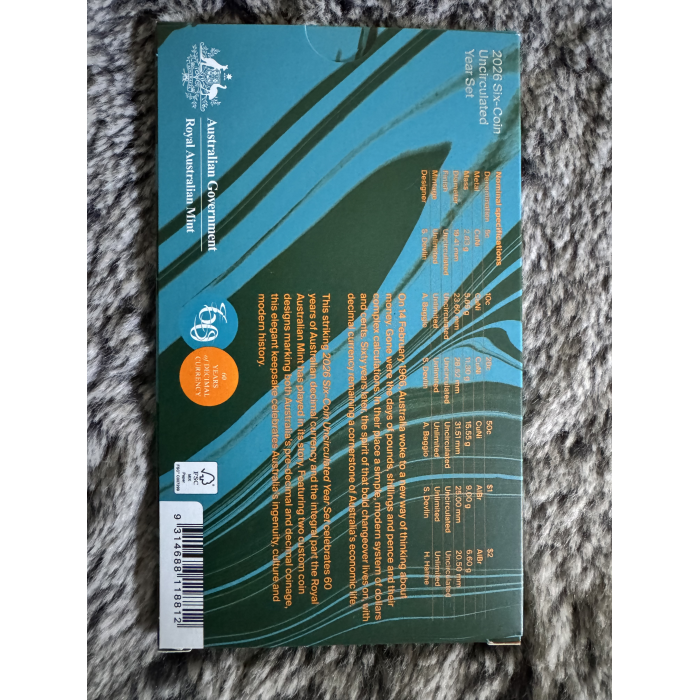 2026 RAM 6 coin Uncirculated Year Set 60th Anniversary Decimal Currency 