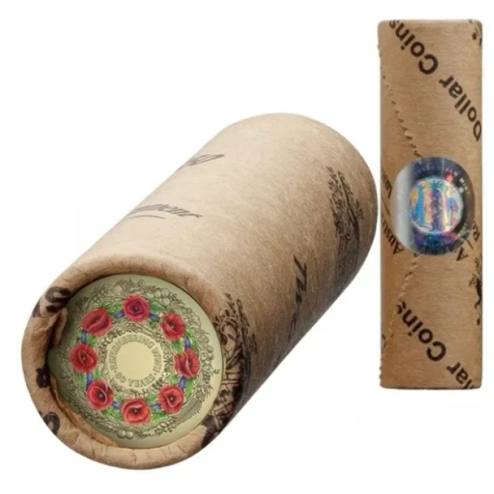 2025  $2  REMEMBRANCE 80th ANNIVERSARY WWII POPPY WREATH RAM PREMIUM ROLL