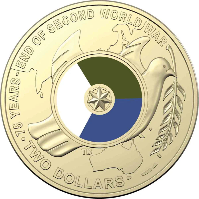 2020 $2 75th Anniversary of the End of WWII Coloured Aluminium Bronze Coin Pack