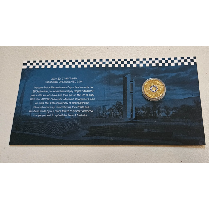 2019 $2 National Police Remembrance Day 'C' Mint Mark Carded Coin