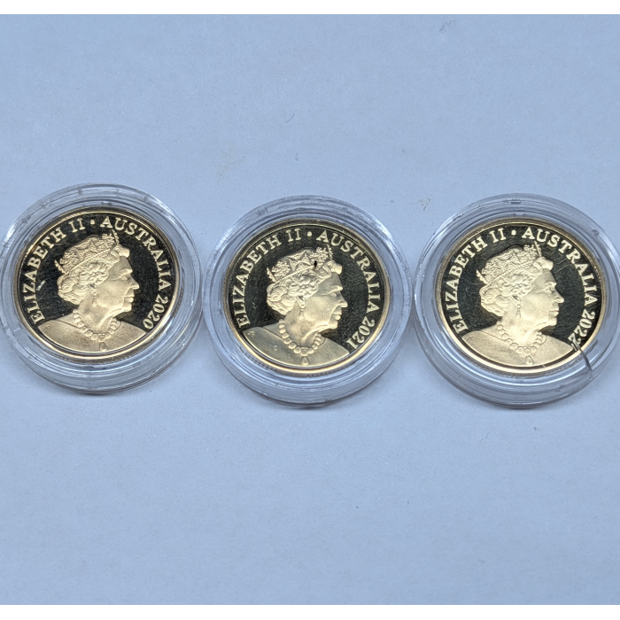 2020 to 2022 (Three) $1 Mob of Roos Proof Coins - Jody Clark Effigy Bundle