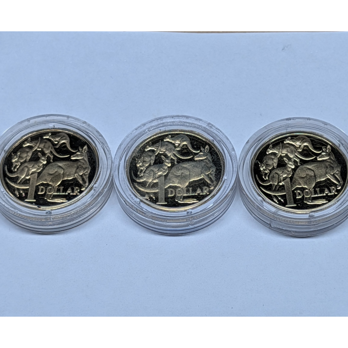2020 to 2022 (Three) $1 Mob of Roos Proof Coins - Jody Clark Effigy Bundle