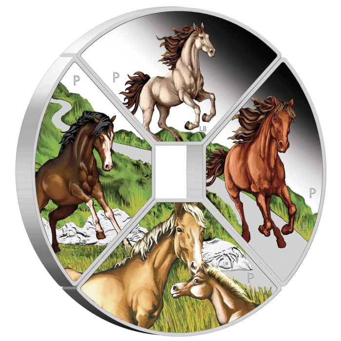 THE PERTH MINT - YEAR OF THE HORSE QUADRANT 2026 1OZ SILVER PROOF COLOURED FOUR-