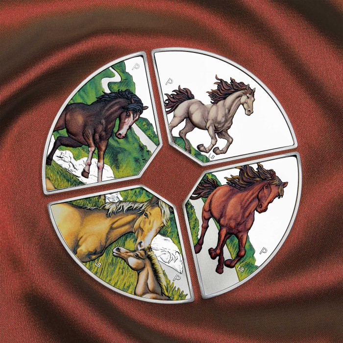 THE PERTH MINT - YEAR OF THE HORSE QUADRANT 2026 1OZ SILVER PROOF COLOURED FOUR-