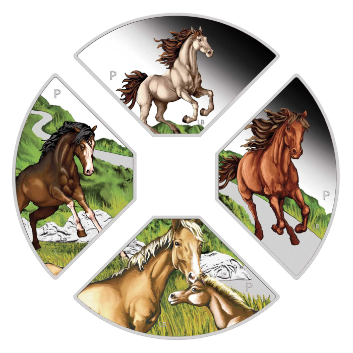 THE PERTH MINT - YEAR OF THE HORSE QUADRANT 2026 1OZ SILVER PROOF COLOURED FOUR-