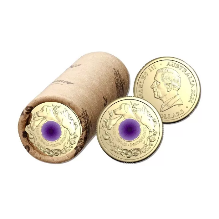 2024 Purple Poppy War Animals $2 RAM Roll - Includes Protective Tube & Sticker