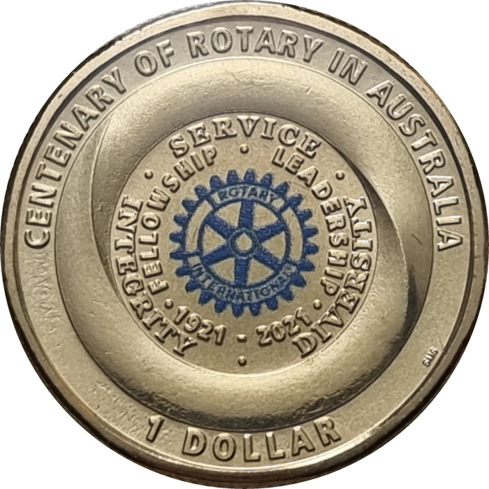 2021 Colourized $1 Centenary Of Rotary Coin  PNC - Mintage : 7,000