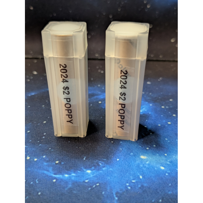 2024 $2 dollar UNC Purple Poppy Animal War Remembrance RAM Roll H/T in tube 