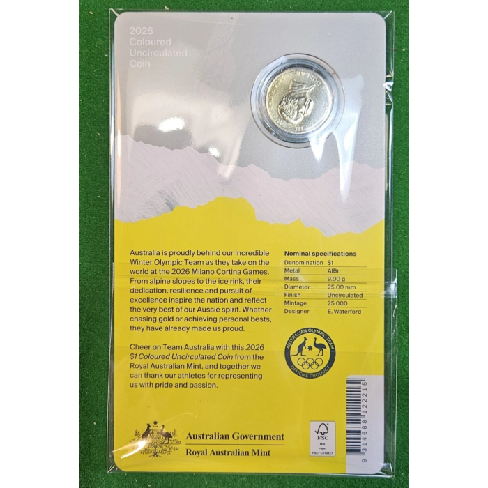 2026 Winter Paralympics $1 Coloured Uncirculated Coin