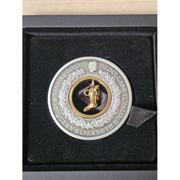 2023 Perth mint Christmas Stocking oz Silver  antiqued Finish  