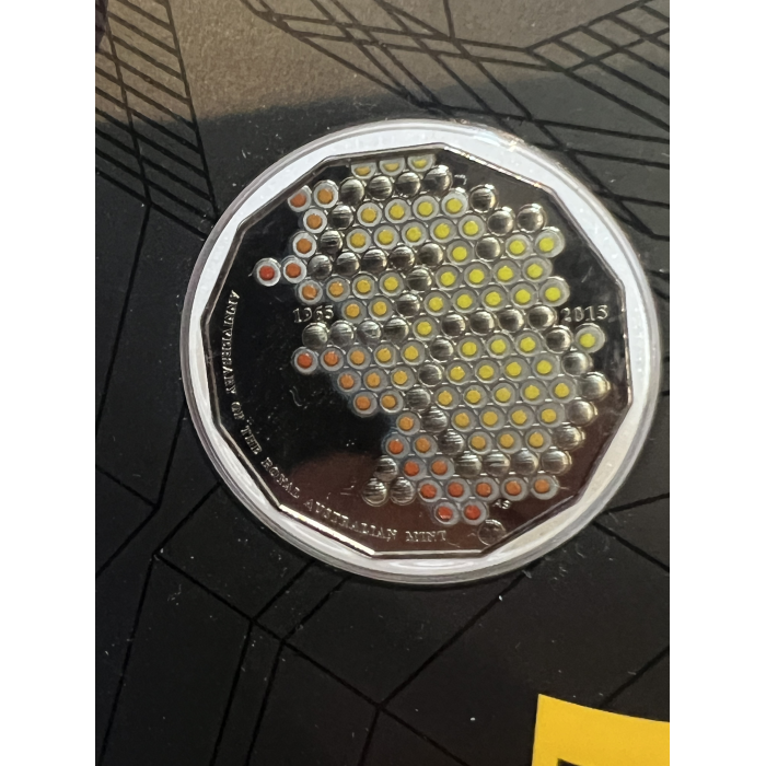 2015 Honeycomb colour fifty cent coin uncirculated on card 50 years of RAM