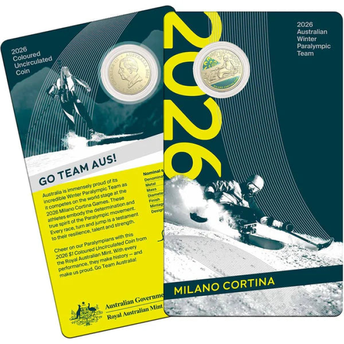 2026 $1 Winter Paralympic Team Coloured Carded Coin - Mintage 25k