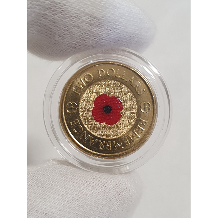 Red Poppy 2012 Remembrance $2 Two Dollar Rare Coin Australia Ex Roll UNC
