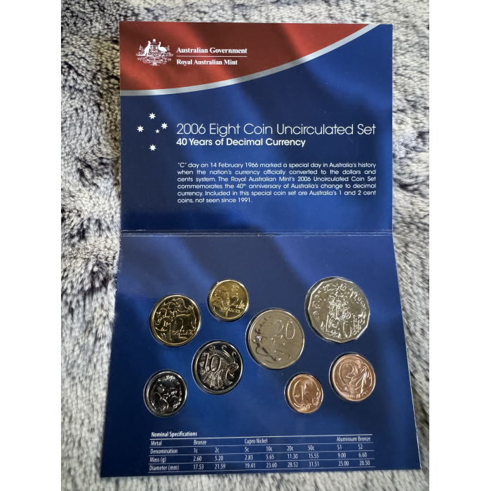 2006 RAM 40 yrs of Decimal Currency Uncirculated 6 coin mint year set 