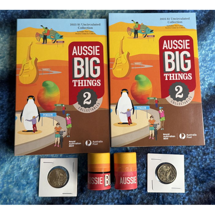 2 x 2025 Aussie Big Things 2  1 Tube Opened & 1 Sealed Inc 1 set of Till Coins