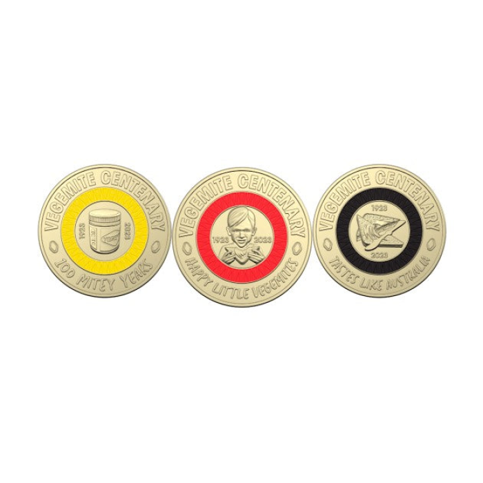 3x UNC 2023 Vegemite $2 Coin Set - In Lighthouse Capsule