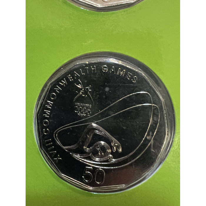 4 Melbourne Commonwealth Games Fifty cent coins  uncirculated on card