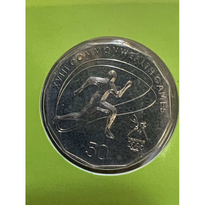 4 Melbourne Commonwealth Games Fifty cent coins  uncirculated on card