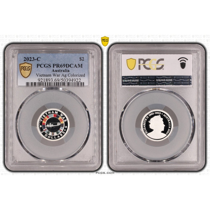2023-C   $2 VIETNAM WAR COLORIZED FINE SILVER PROOF  PCGS PR69DCAM