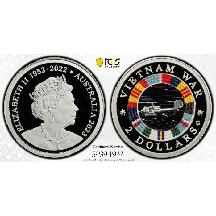 2023-C   $2 VIETNAM WAR COLORIZED FINE SILVER PROOF  PCGS PR69DCAM