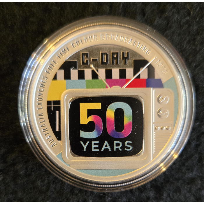 2025 50 years of colour TV 1 oz silver colourised
