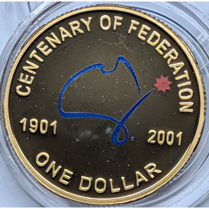 2001 $1 Federation Proof Coloured Coin in RAM capsule