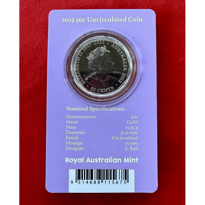 2023 50c Elizabeth Regina Uncirculated Coin in Card