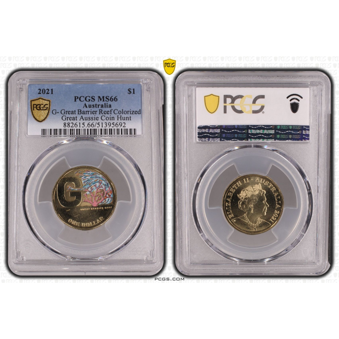 2021  $1  GACH G - GREAT BARRIER REEF COLOURED  PCGS MS66