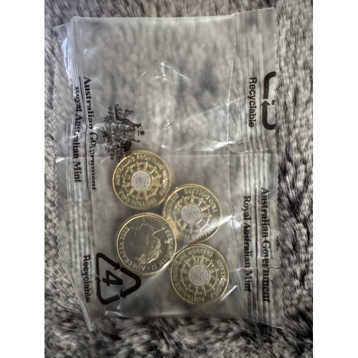 2022 RAM $2 Uncirculated FrontlineWorkers coloured coin bag of 5 coins 