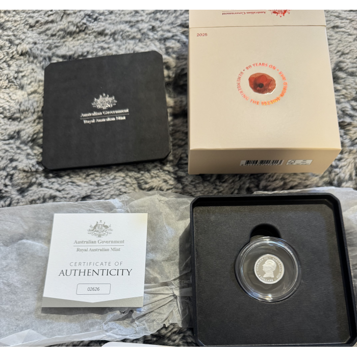 2025 RAM $2 Poppy Wreath ‘C’ Mintmark coloured Silver Proof coin 
