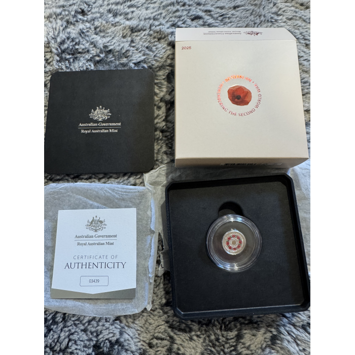 2025 RAM $2 Poppy Wreath ‘C’ Mintmark coloured Silver Proof coin 
