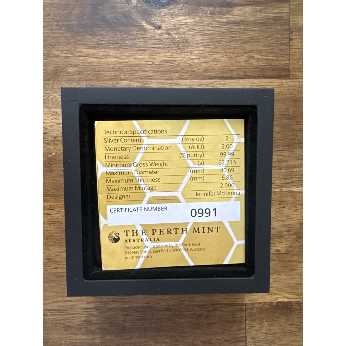 2025 - 2oz - Silver Antiqued Honey Bee 