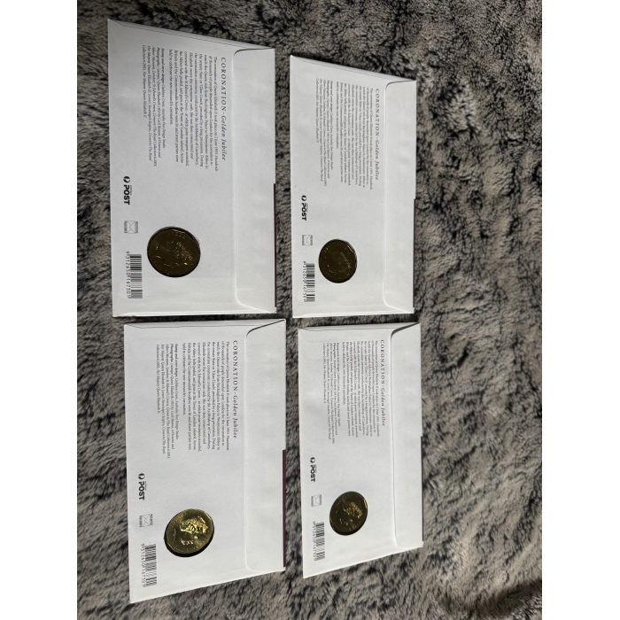 2003 PNC QE2 coronation Golden Jubilee with 50c coin and 50c & $2.45 stamps 