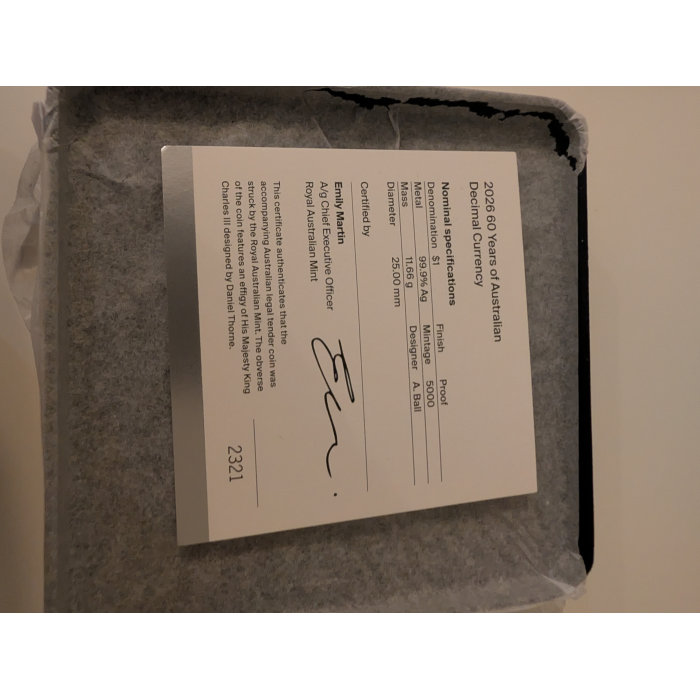 2026 $1 'C' Mintmark 60th Anniversary of Decimal Currency Silver Proof