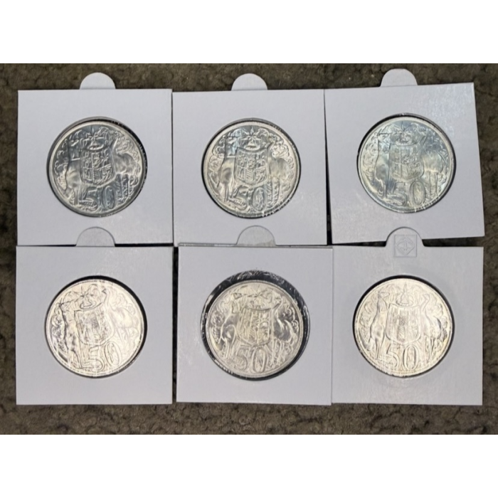 1966 Round 50c Silver Coins x6 – 80% Silver